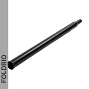 A black cylindrical metal rod made from GR9 titanium alloy with a tapered end, shown on white. A gray side stripe reads “FOLDRIO” in bold black. Perfect lightweight upgrade: Brompton Titanium Seatpost, 560mm & 580mm.