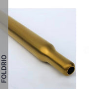 A multicolour Brompton Titanium Seatpost by FOLDRIO, cylindrical with a slight indent near one end, is shown on a white background. The FOLDRIO logo appears vertically along the left edge.