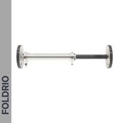 Brompton Brompton Easy Wheel & Extension Rod Set with vertical "FOLDRIO" on a gray stripe, white background | Foldrio. Foldrio