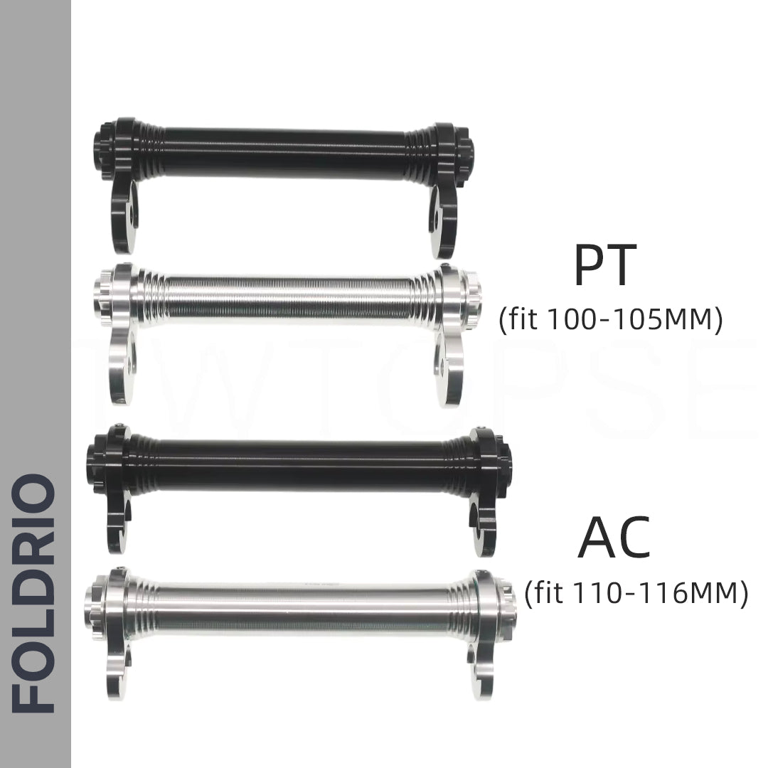 Brompton Brompton Easy Wheel & Extension Rod Set adapters in black and silver, PT 100-105MM, AC 110-116MM | Foldrio. Foldrio