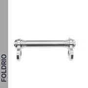 Brompton Brompton Easy Wheel & Extension Rod Set with silver metal rod, bracket ends, and gray FOLDRIO-labeled sidebar on white | Foldrio. Foldrio
